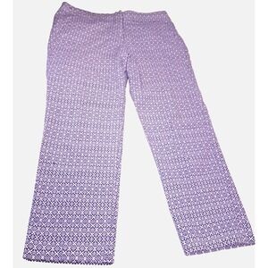 Donna Ricco New York Women's 10 Cropped Pants Blue White Geometric Pattern